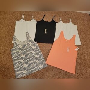 Casual Women's Tank Top Set - Black, White, Gray Camouflage, and Peach